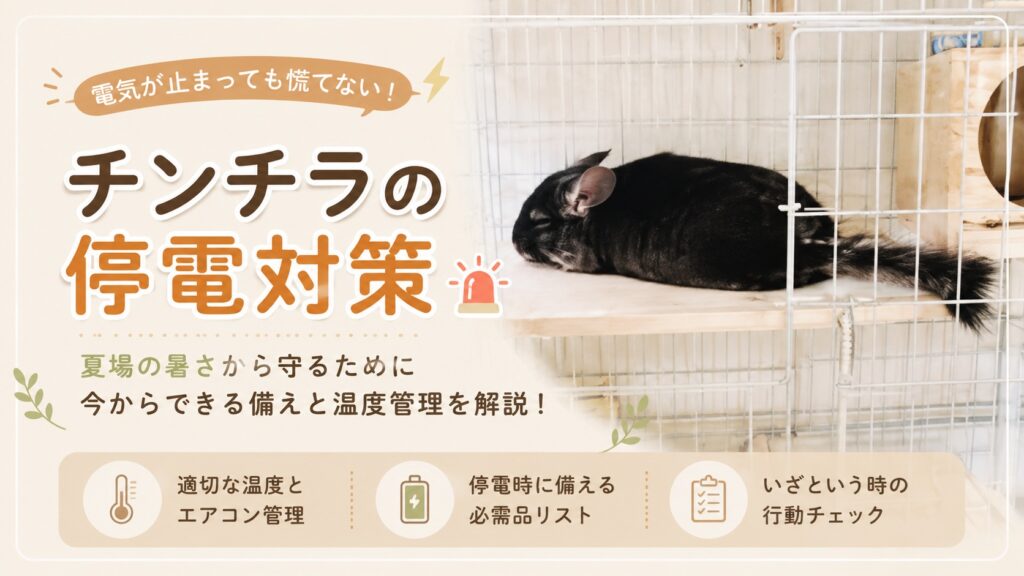 チンチラの停電対策｜真夏にエアコンが止まったら？備えておく、暑さ対策と温度管理